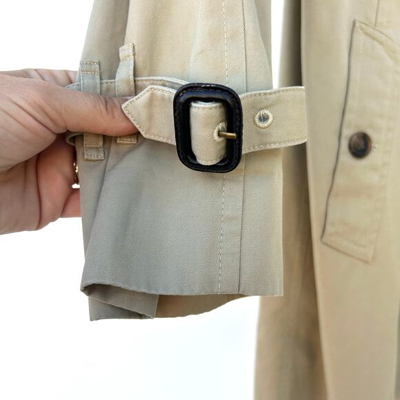 Brooks Brothers 346 Women’s Tailored Khaki Cotton Trench Coat 10 Double Breasted - Picture 7 of 12